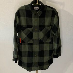 Izzue Green Black Plaid Snap Front Shirt Jacket Flannel Size S